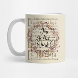 Joy to the World Christmas Hymn Watercolor Wreath Mug